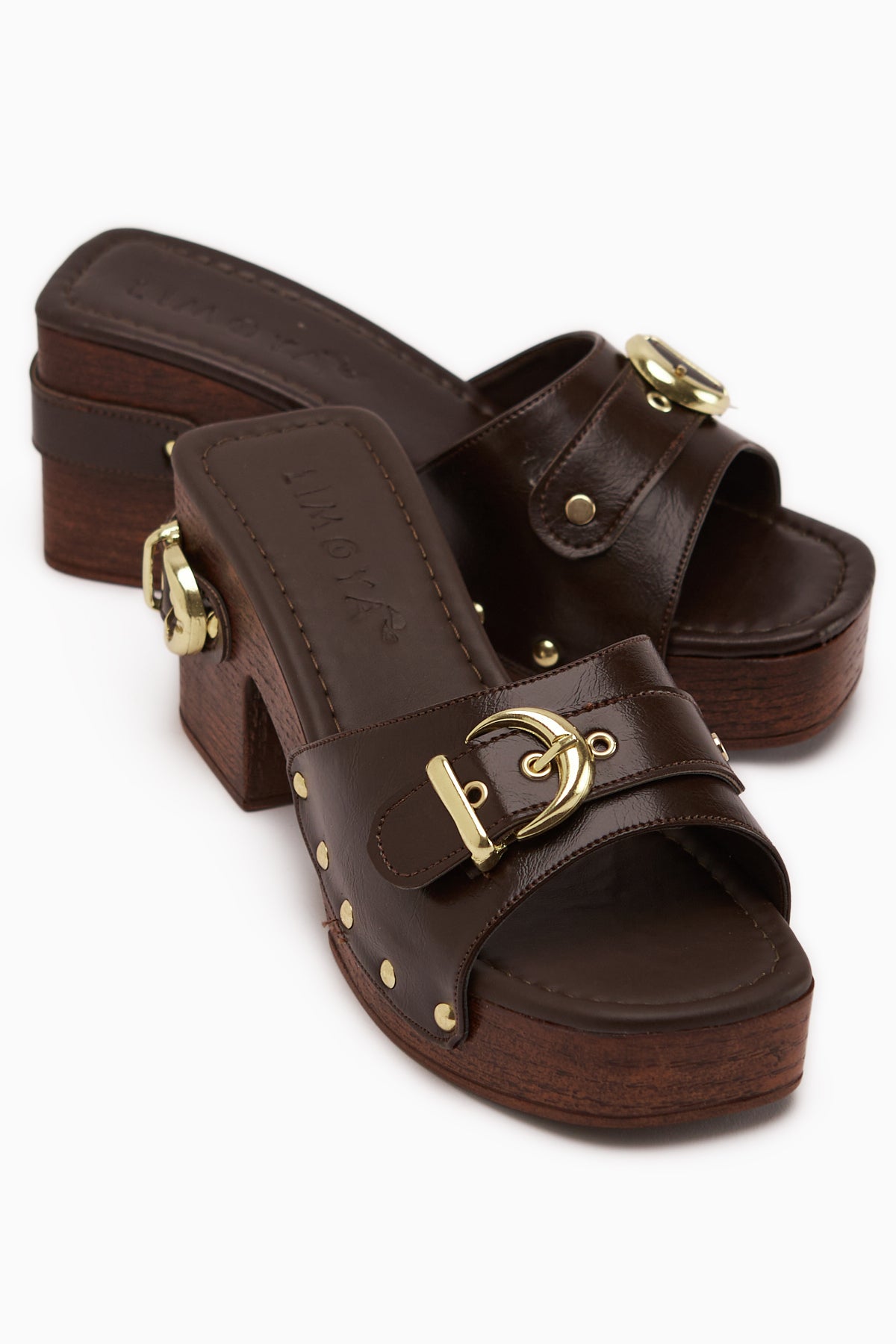 Edita Kahve Kemer Detaylı Platform Topuklu Kadın Terlik