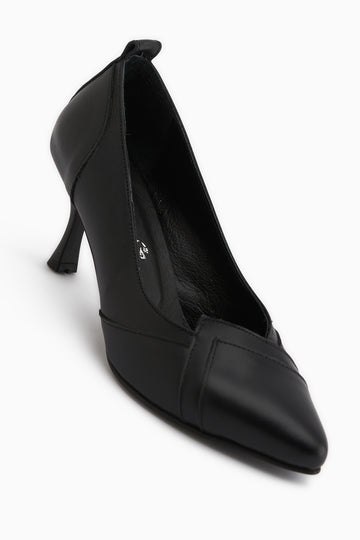 Mirella Hakiki Deri Siyah Kadın Topuklu Ayakkabı