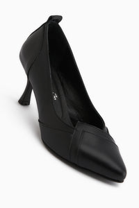 Mirella Hakiki Deri Siyah Kadın Topuklu Ayakkabı