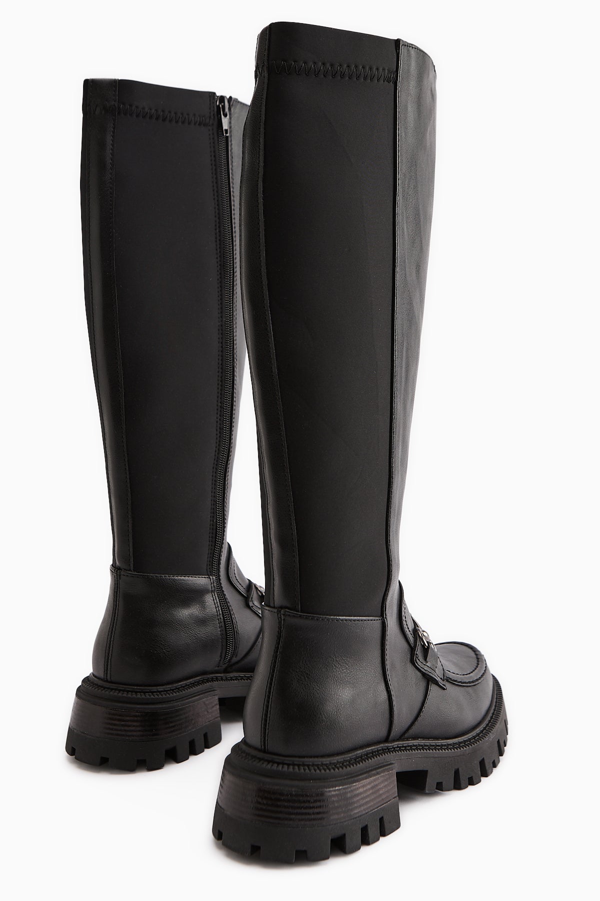 Meli Siyah Toka Detaylı Dalgıç Kumaşlı Tokalı Çizme