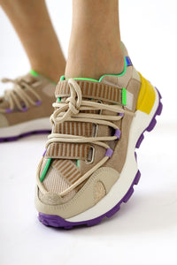 Nely Bej Asimetrik Bağcıklı Sneakers