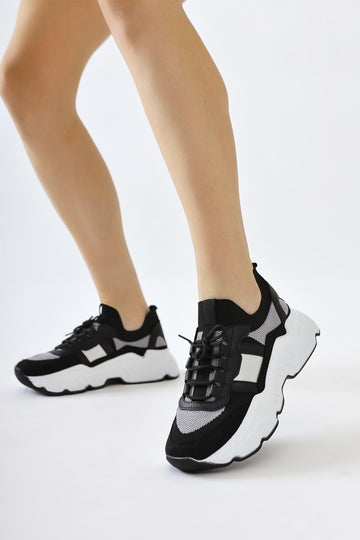 Mireia Siyah Süet Detaylı Örgü Sneakers