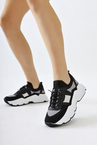 Mireia Siyah Süet Detaylı Örgü Sneakers