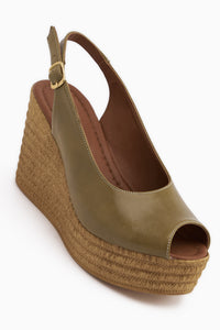 Caty Haki Dolgu Topuklu Kadın Sandalet