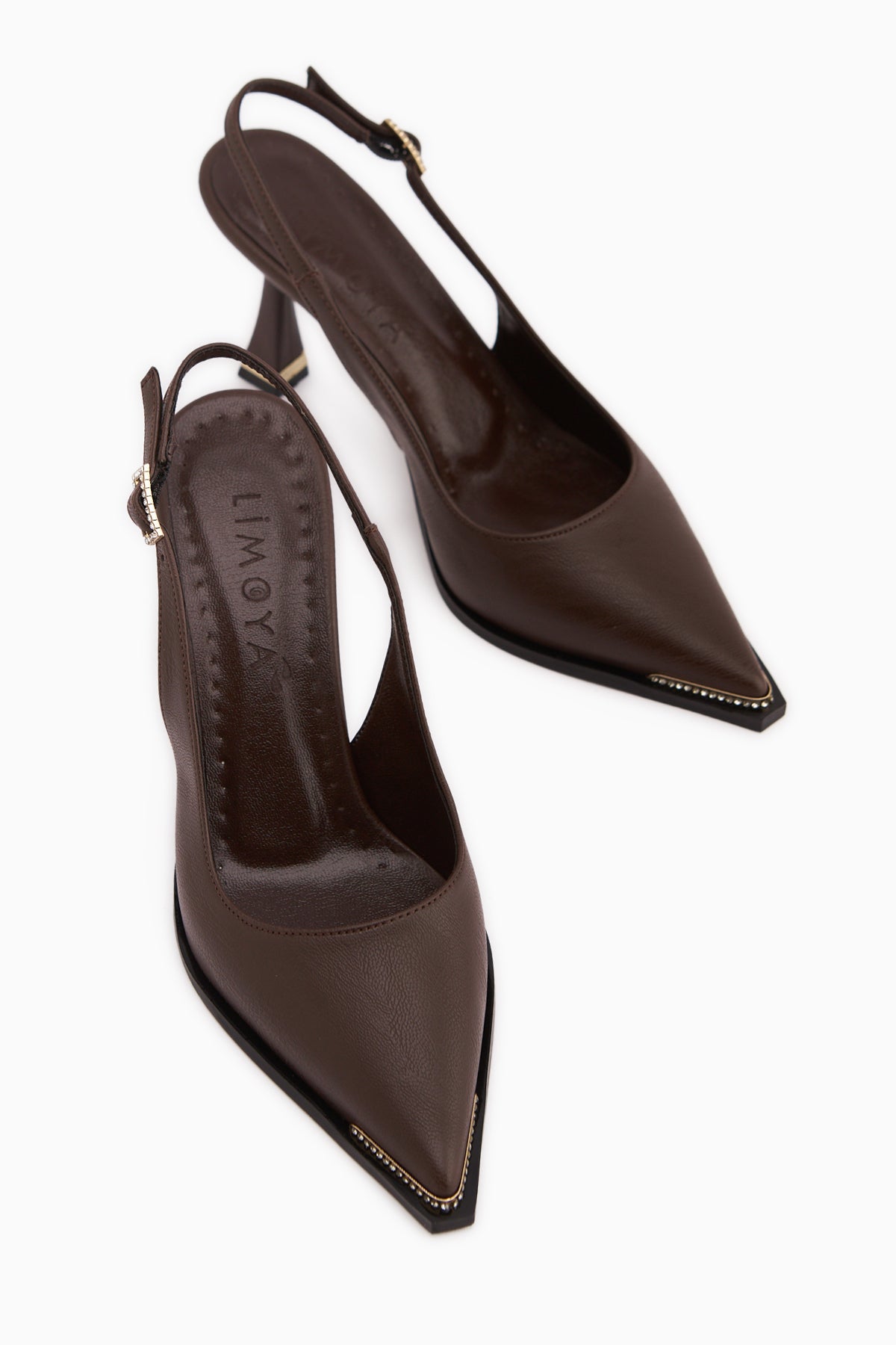 Vita Kahve Taş Detaylı Önü Kapalı Topuklu Kadın Ayakkabı