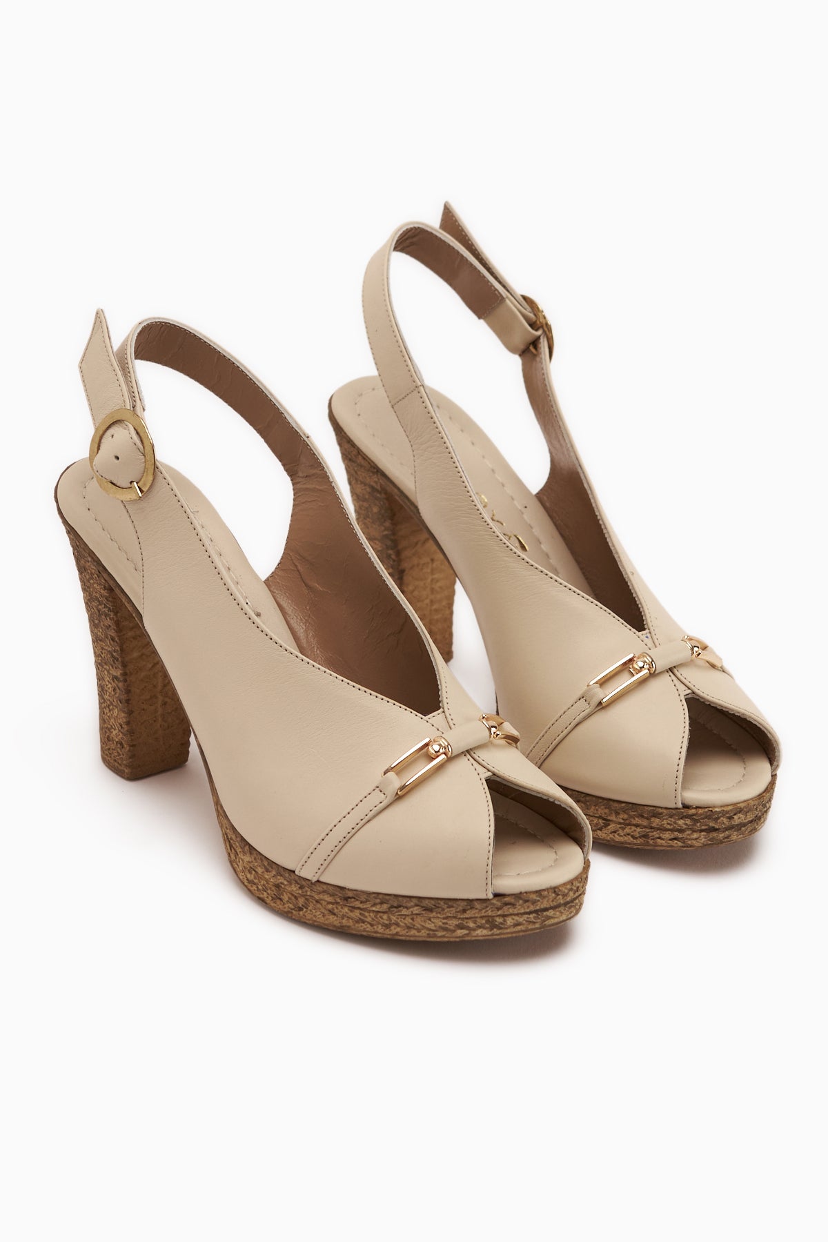 Bernis Hakiki Deri Tokalı Platform Topuklu Kadın Ayakkabı