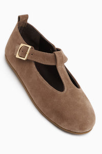 Danni Hakiki Deri Vizon Süet Kemerli Kadın Babet