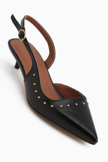 Marica Siyah Troklu Kısa Topuklu Kadın Ayakkabı