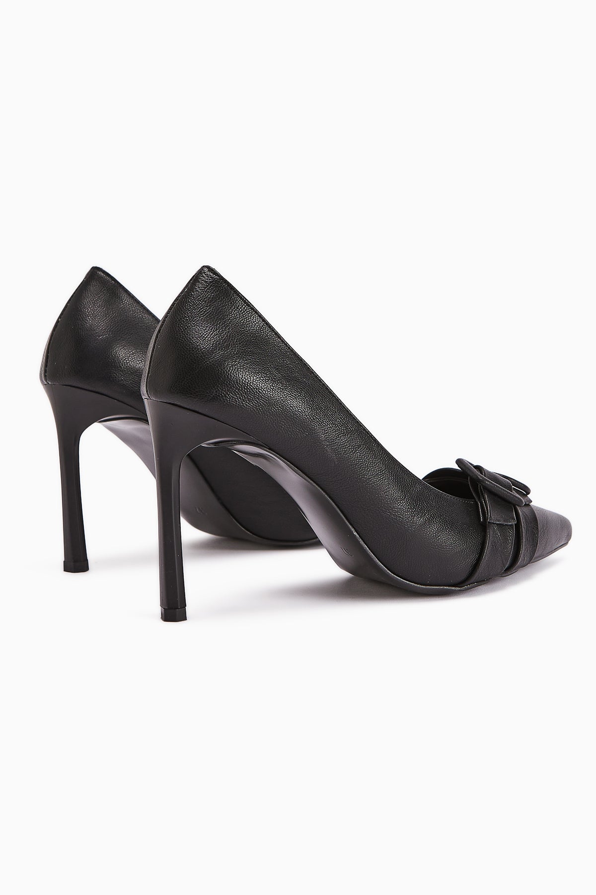 Halez Siyah Tokalı Stiletto Sivri Burunlu Kadın Topuklu Ayakkabı