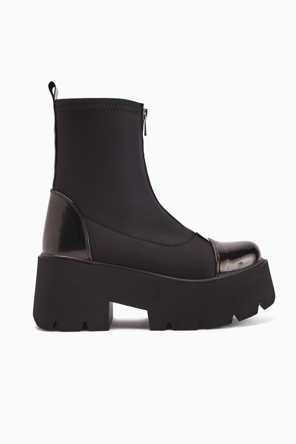 Narisa Siyah Rugan Önden Fermuarlı Kadın Streç Bot