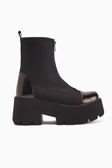 Narisa Siyah Rugan Önden Fermuarlı Kadın Streç Bot