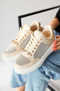 Sonnie Krem Kalın Tabanlı Taş Detaylı Sneakers