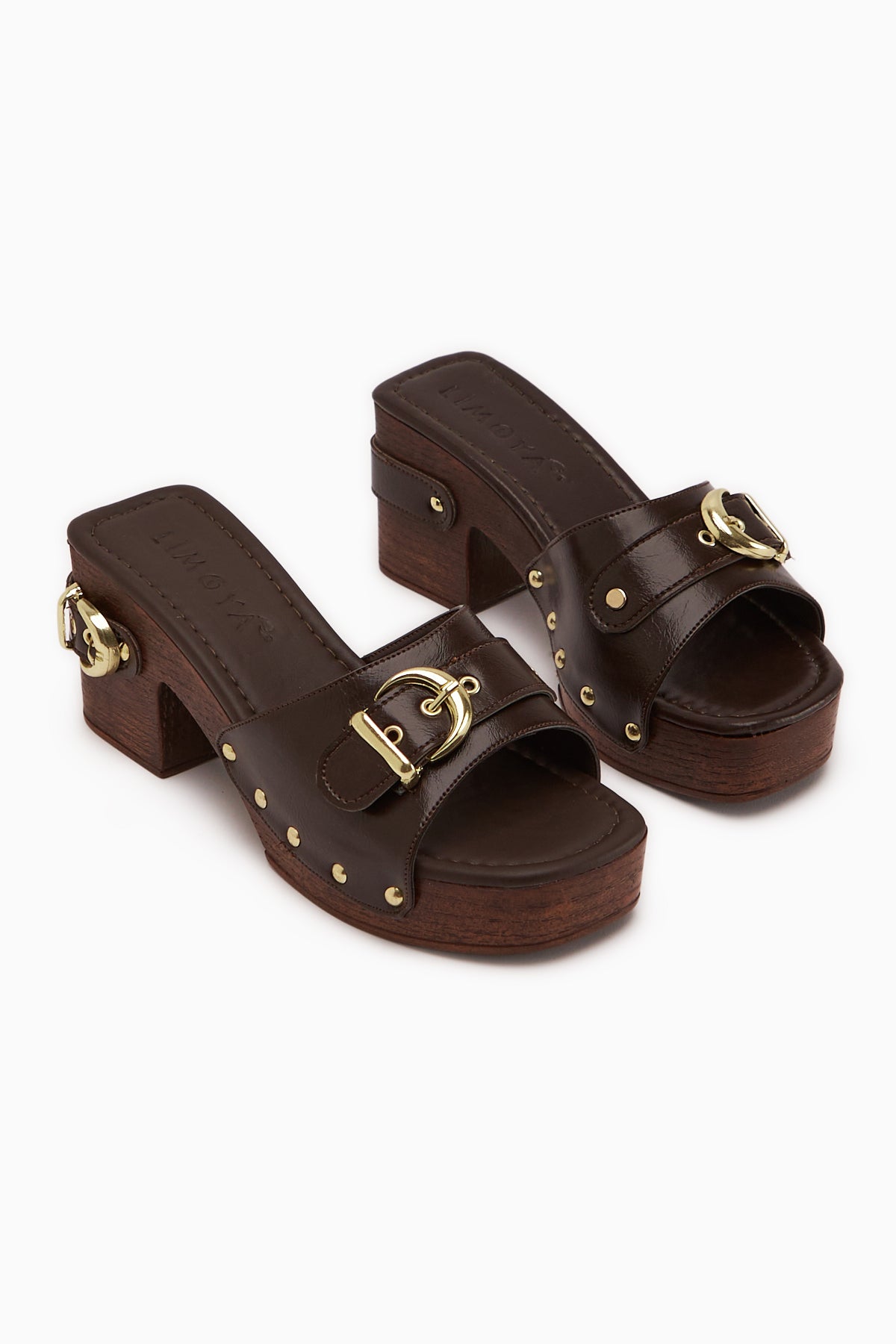 Edita Kahve Kemer Detaylı Platform Topuklu Kadın Terlik