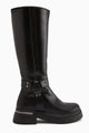 Lani Siyah Rugan Toka ve Zımba Detaylı Kalın Tabanlı Çizme