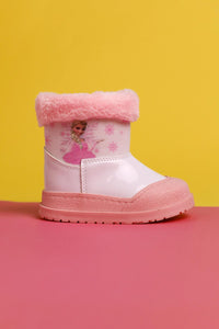 Elea Pembe Çizgi Karakter Baskılı İçi Kürklü Bebe Bot