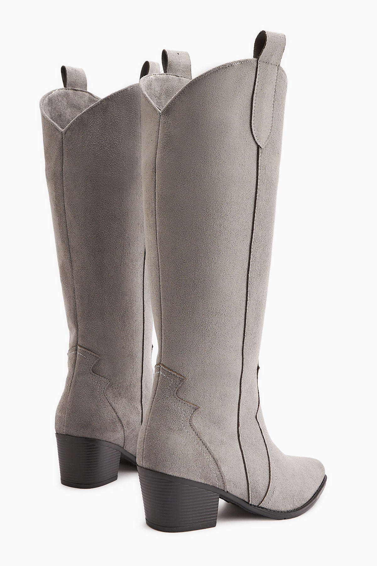 Lhena Gri Süet Western Çekme Çizme