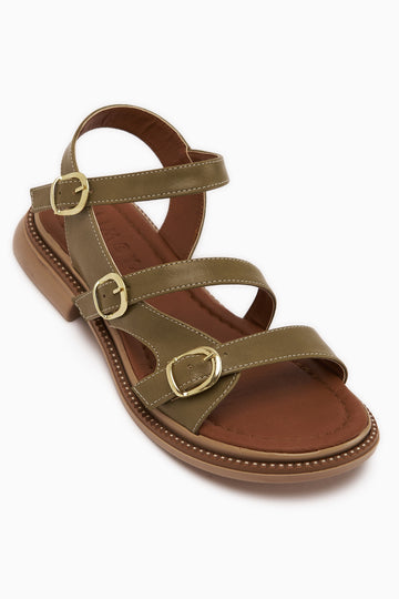 Myra Yeşil Çift Bantlı Kadın Sandalet