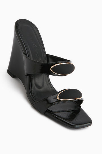 Mirsa Siyah Dolgu Topuklu Kadın Terlik