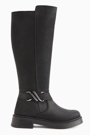 Birgita Siyah Toka Detaylı Fermuarlı Çizme
