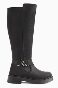 Birgita Siyah Toka Detaylı Fermuarlı Çizme