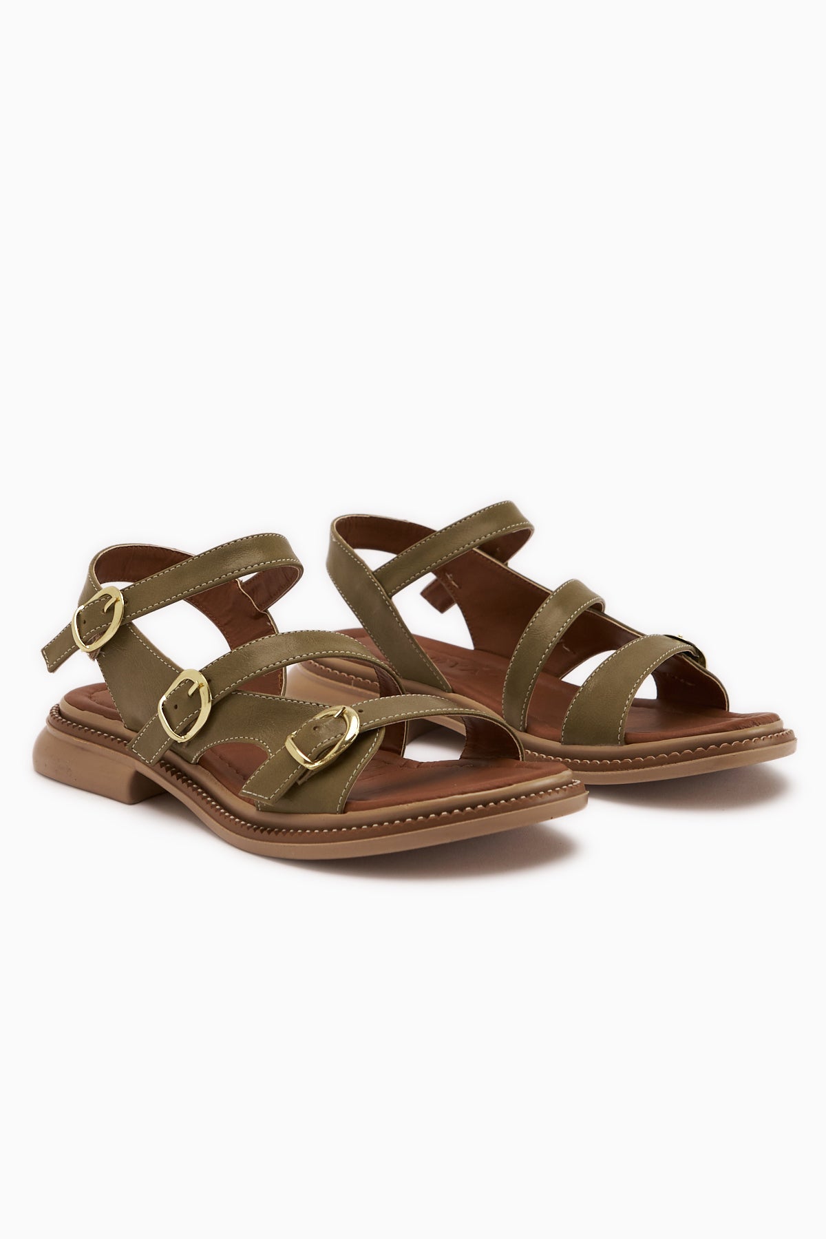 Myra Yeşil Çift Bantlı Kadın Sandalet