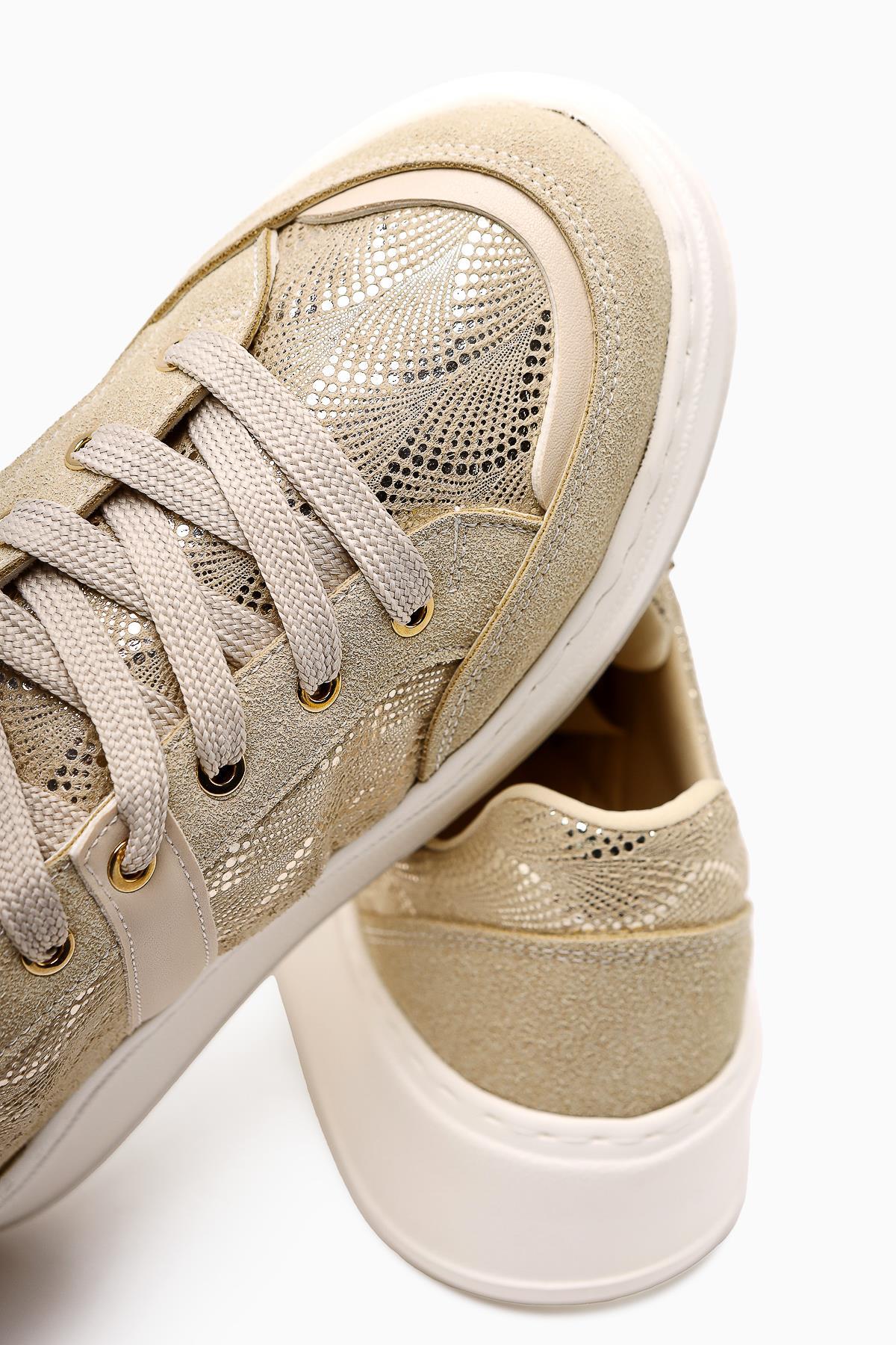 Julissa Bej Süet Parlak Desenli Kalın Taban Kadın Sneakers