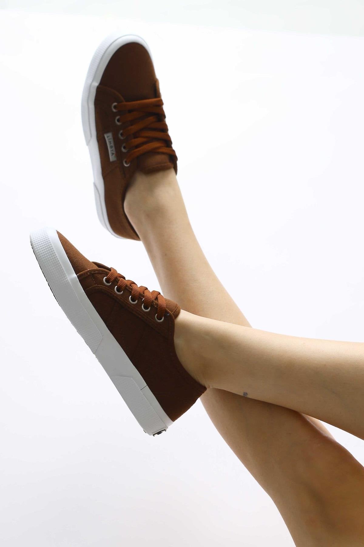 Timon Kahve Rahat Taban Keten Sneakers