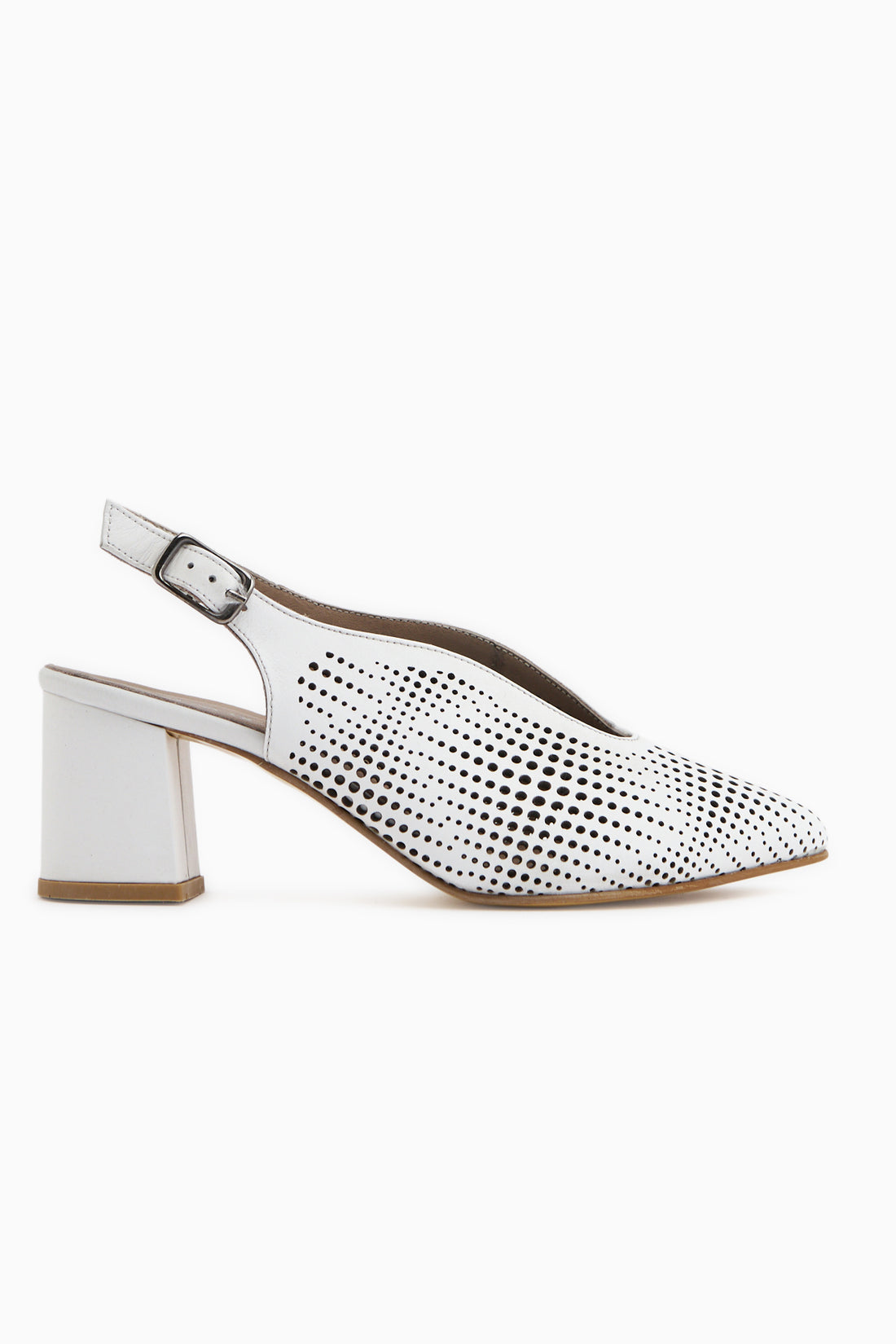 Nury Hakiki Deri Beyaz Kadın Topuklu Ayakkabı