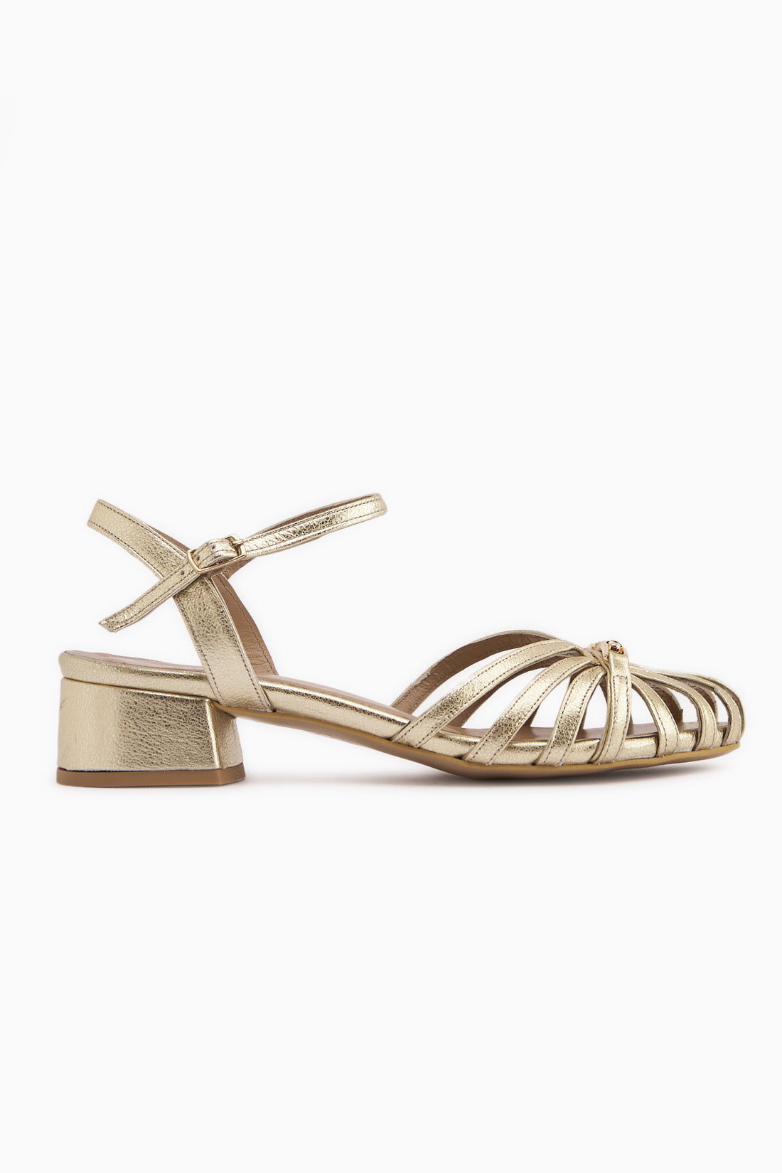 Serry Hakiki Deri Altın Tokalı Kadın Sandalet