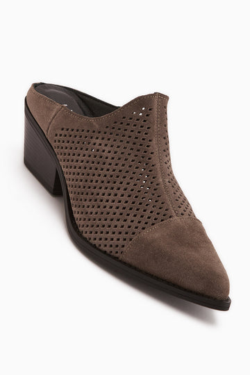 Lamai Hakiki Deri Vizon Önü Kapalı Topuklu Kadın Terlik