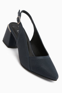 Donia Hakiki Deri Lacivert Topuklu Kadın Sandalet