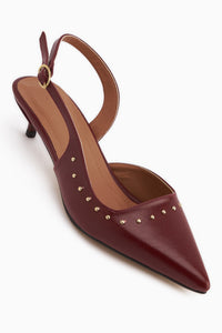 Marica Bordo Troklu Kısa Topuklu Kadın Ayakkabı