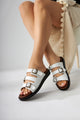 Cosima Beyaz Üç Bantlı Kadın Terlik