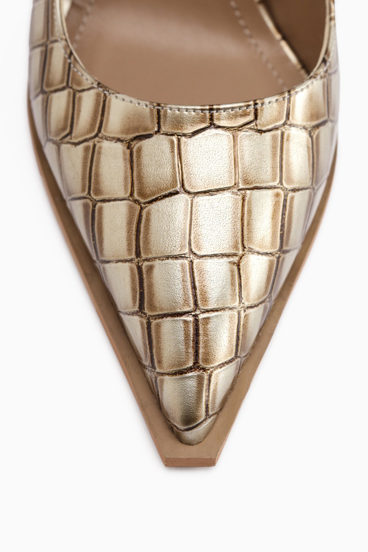 Lucy Krem Kroko Kalın Topuklu Ayakkabı Kadın Stiletto