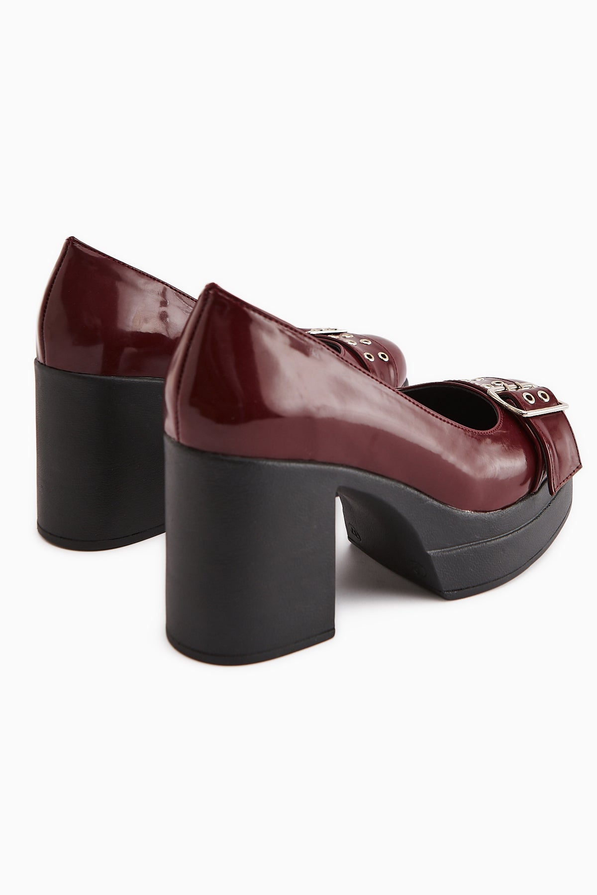 Salin Bordo Rugan Kemer Detaylı Dekolteli Topuklu Günlük Ayakkabı