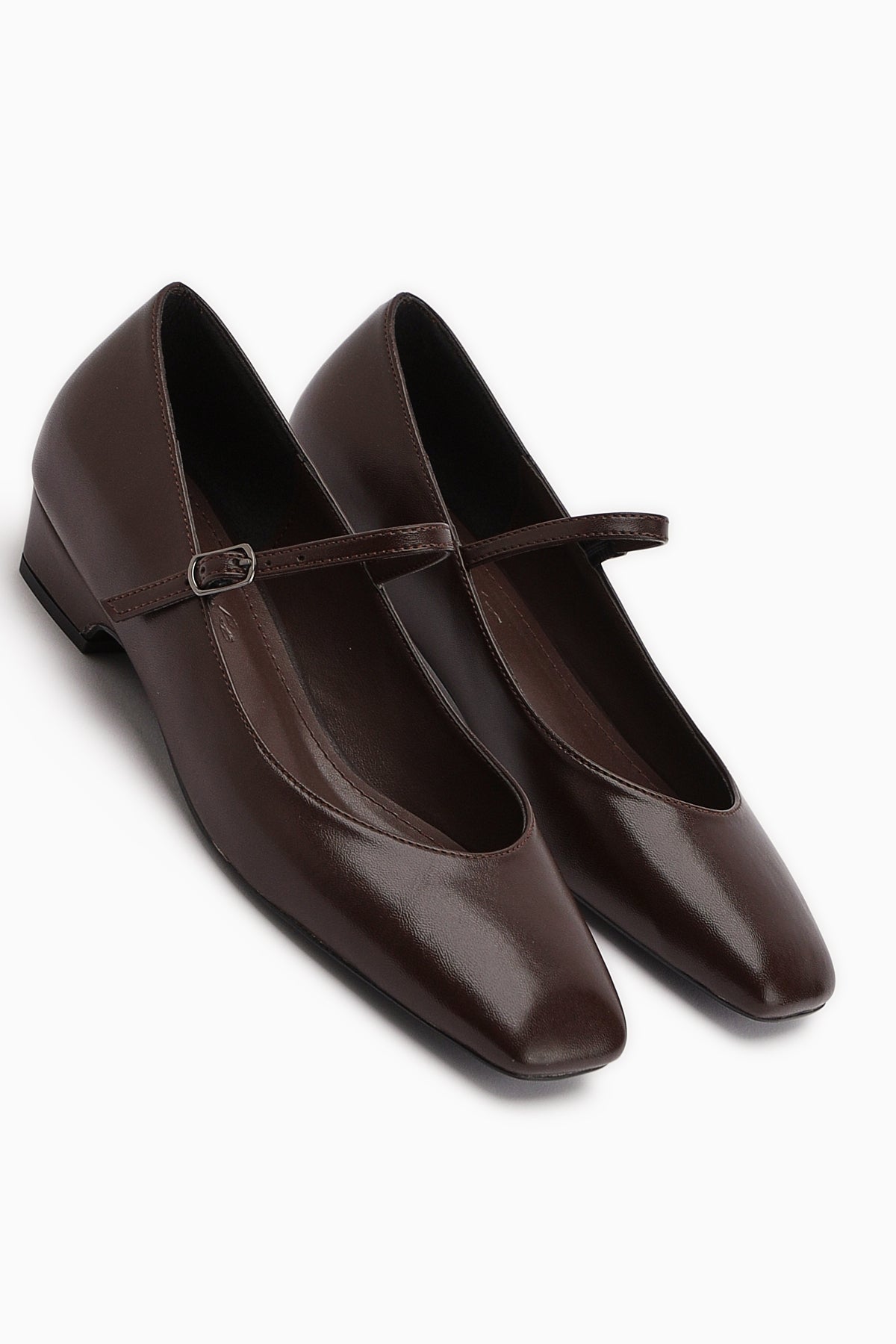 Yuphin Kahve Kısa Topuklu Kemerli Kadın Topuklu Ayakkabı