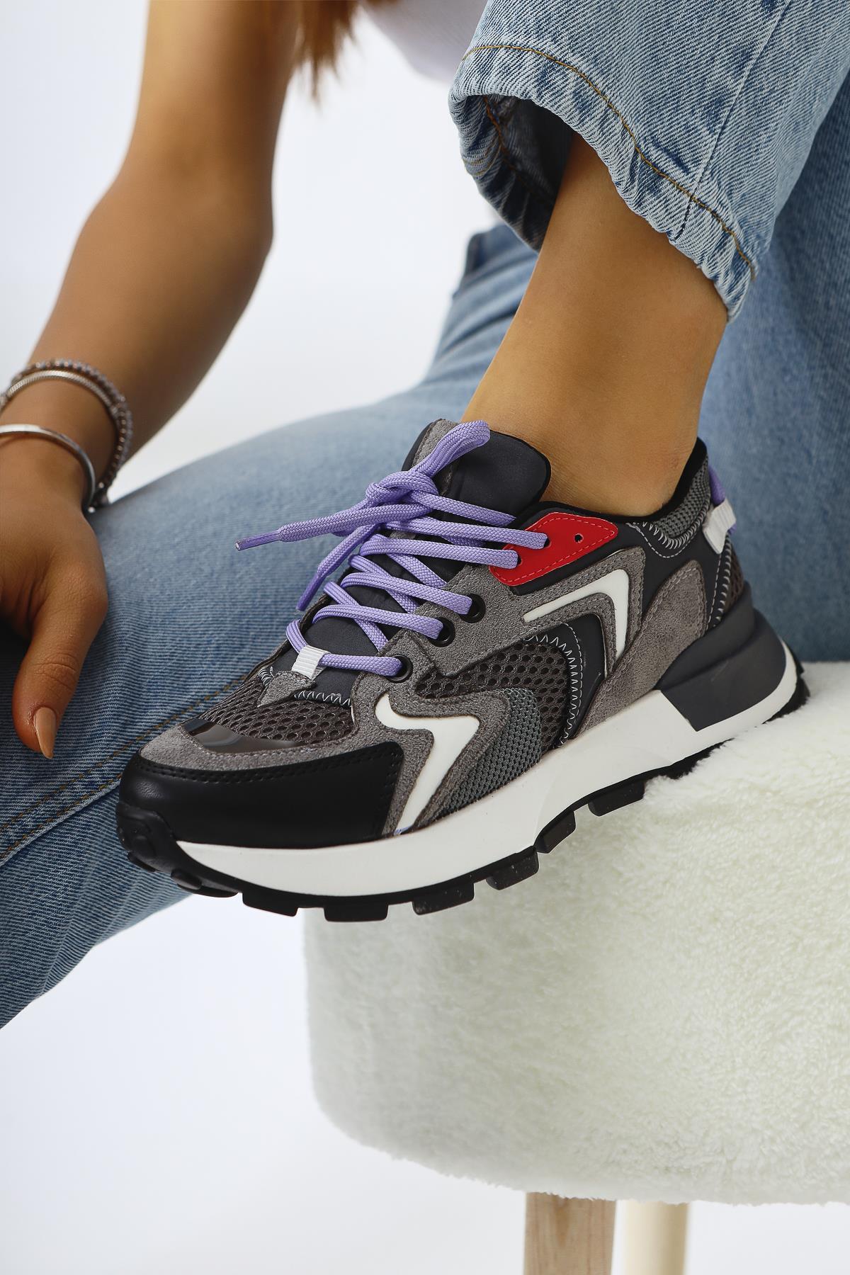 Onella Füme Süet Detaylı Bağcıklı Kadın Sneakers