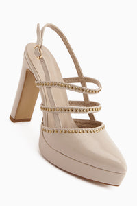 Milea Bej Zımba Detaylı Kadın Platform Topuklu Ayakkabı