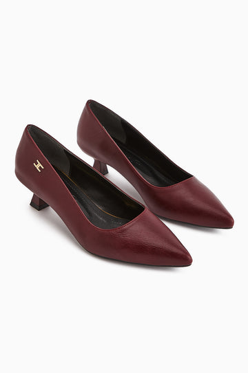 Wera Bordo Kısa Topuklu Ayakkabı Kadın Stiletto