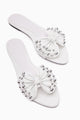 Dotty Beyaz Kabara Zımbalı Fiyonklu Kadın Terlik