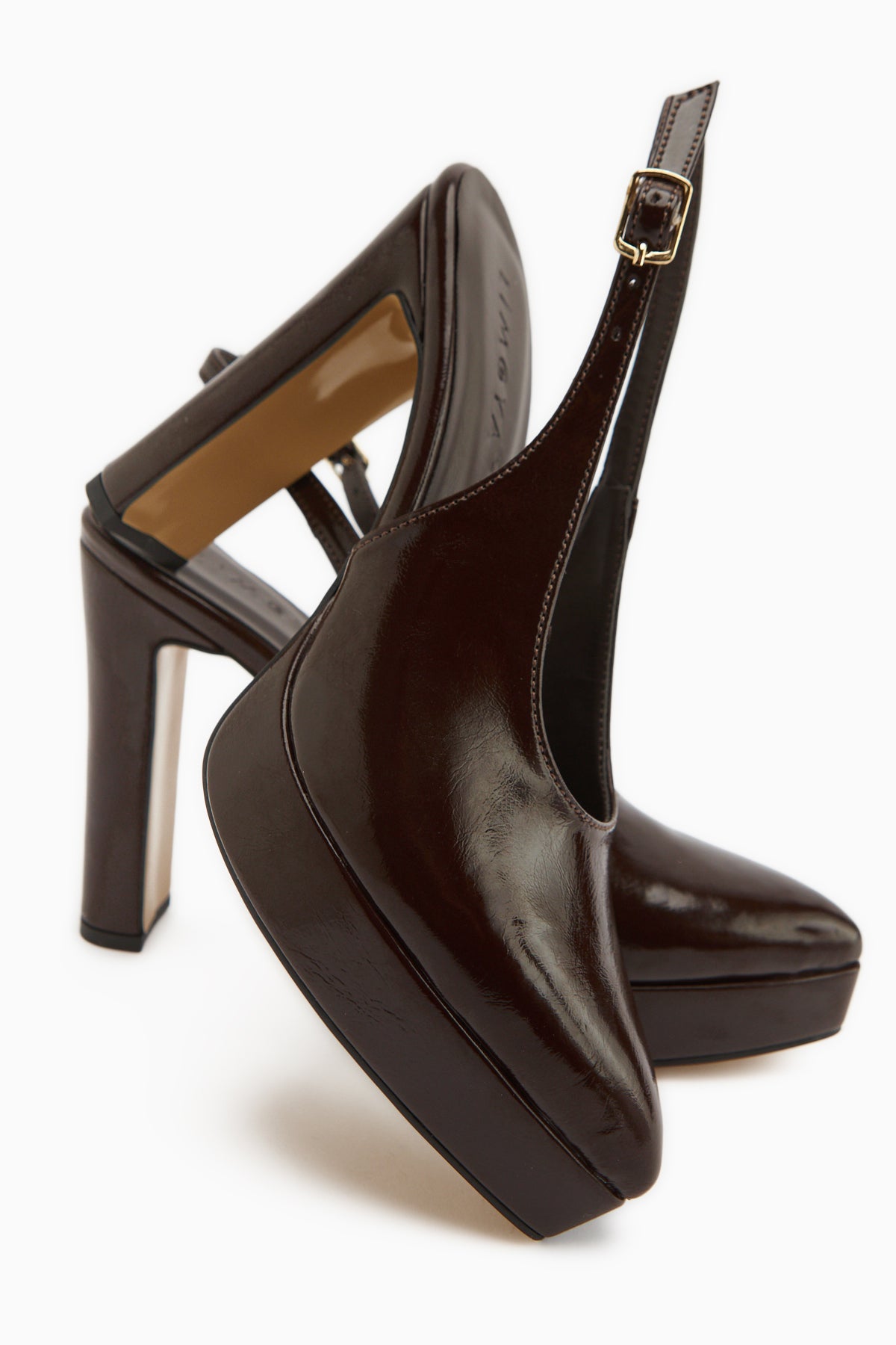 Ramia Kahve Sivri Burunlu Platform Topuklu Kadın Ayakkabı