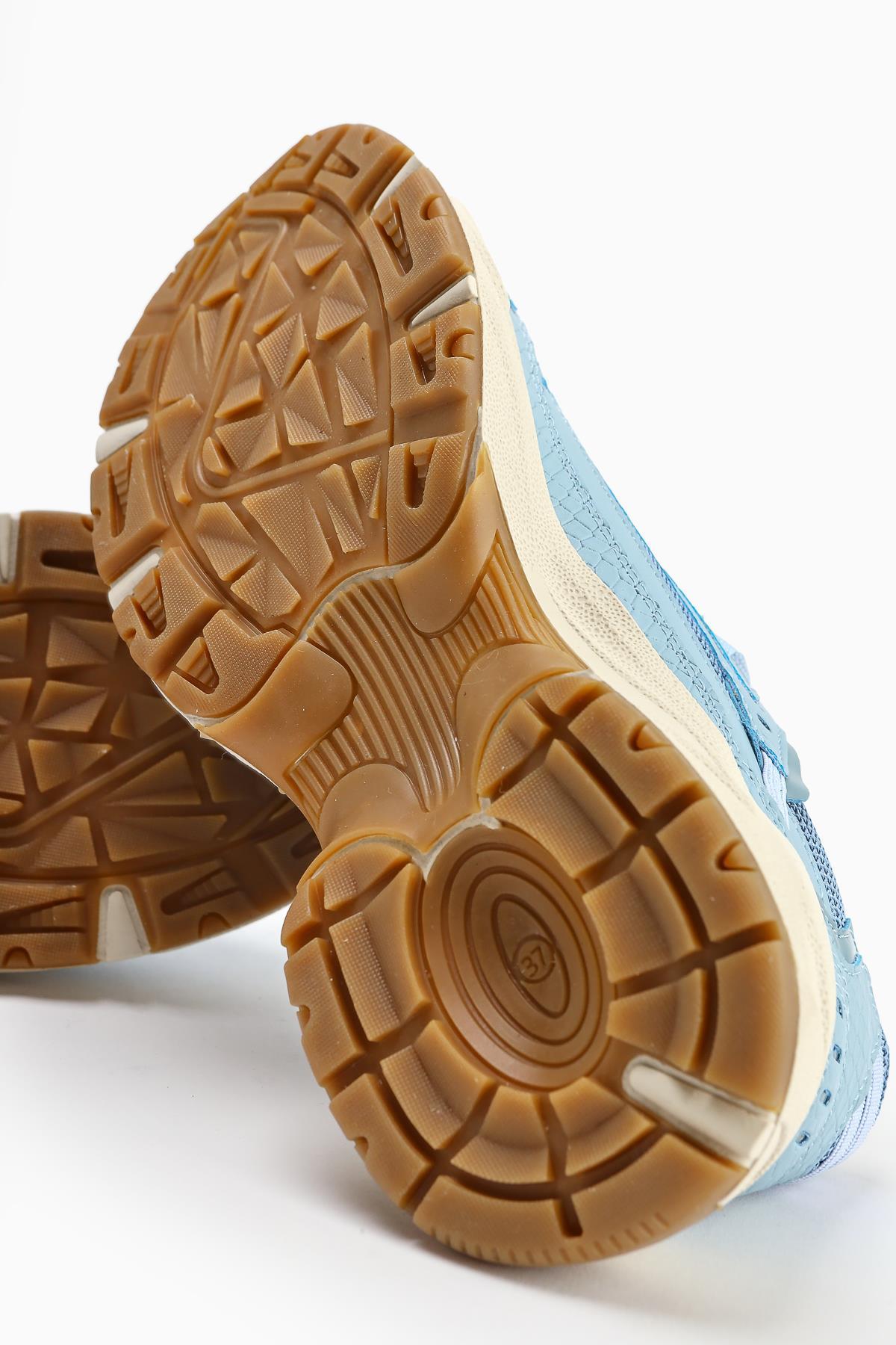 Caisa Mavi Tekstil Detaylı Bağcıklı Kadın Sneakers