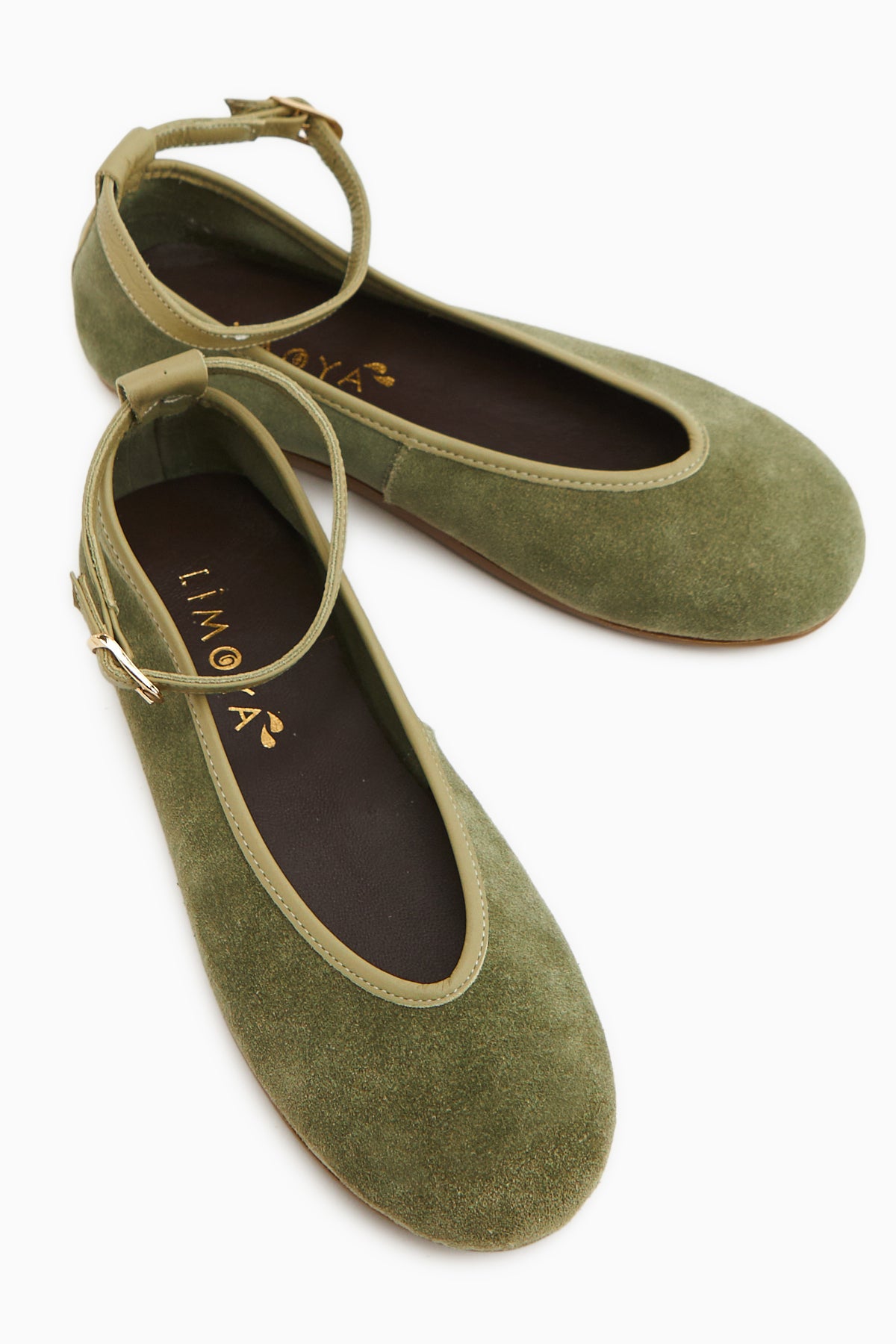 Jenin Hakiki Deri Haki Süet Kemerli Kadın Babet