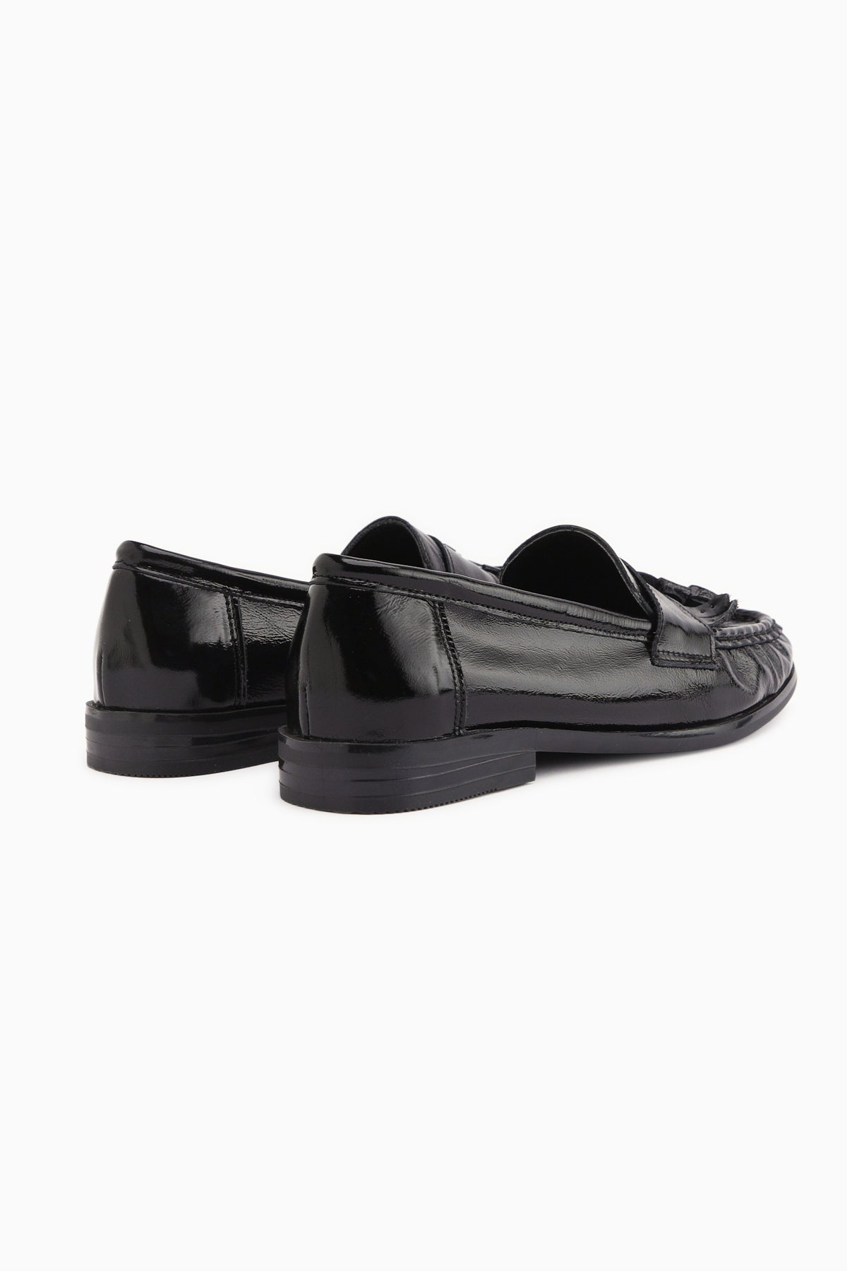 Kethy Hakiki Deri Siyah Rugan Kadın Loafer