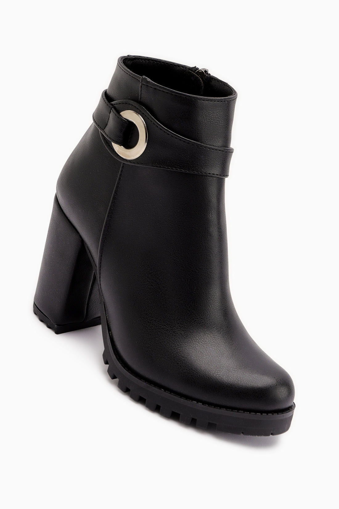 Destina Siyah Oval Burunlu Bilek Aksesuarlı Topuklu Bot