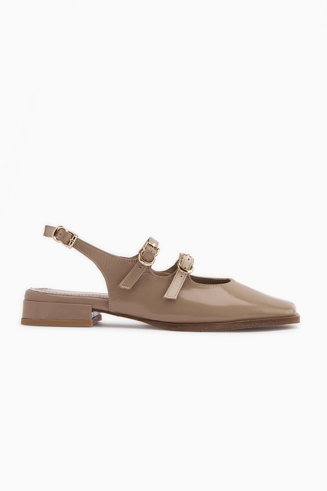 Winny Hakiki Deri Vizon Çift Bantlı Kadın Sandalet