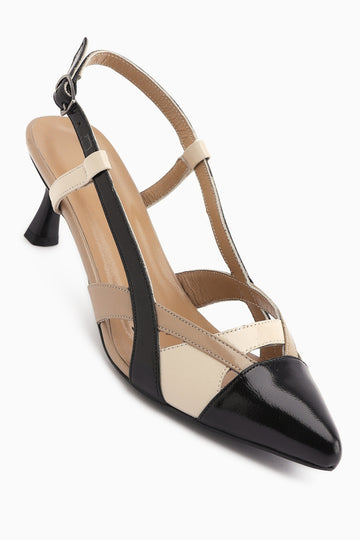 Merry Hakiki Deri Siyah Burnu Kapalı Kadın Topuklu Ayakkabı