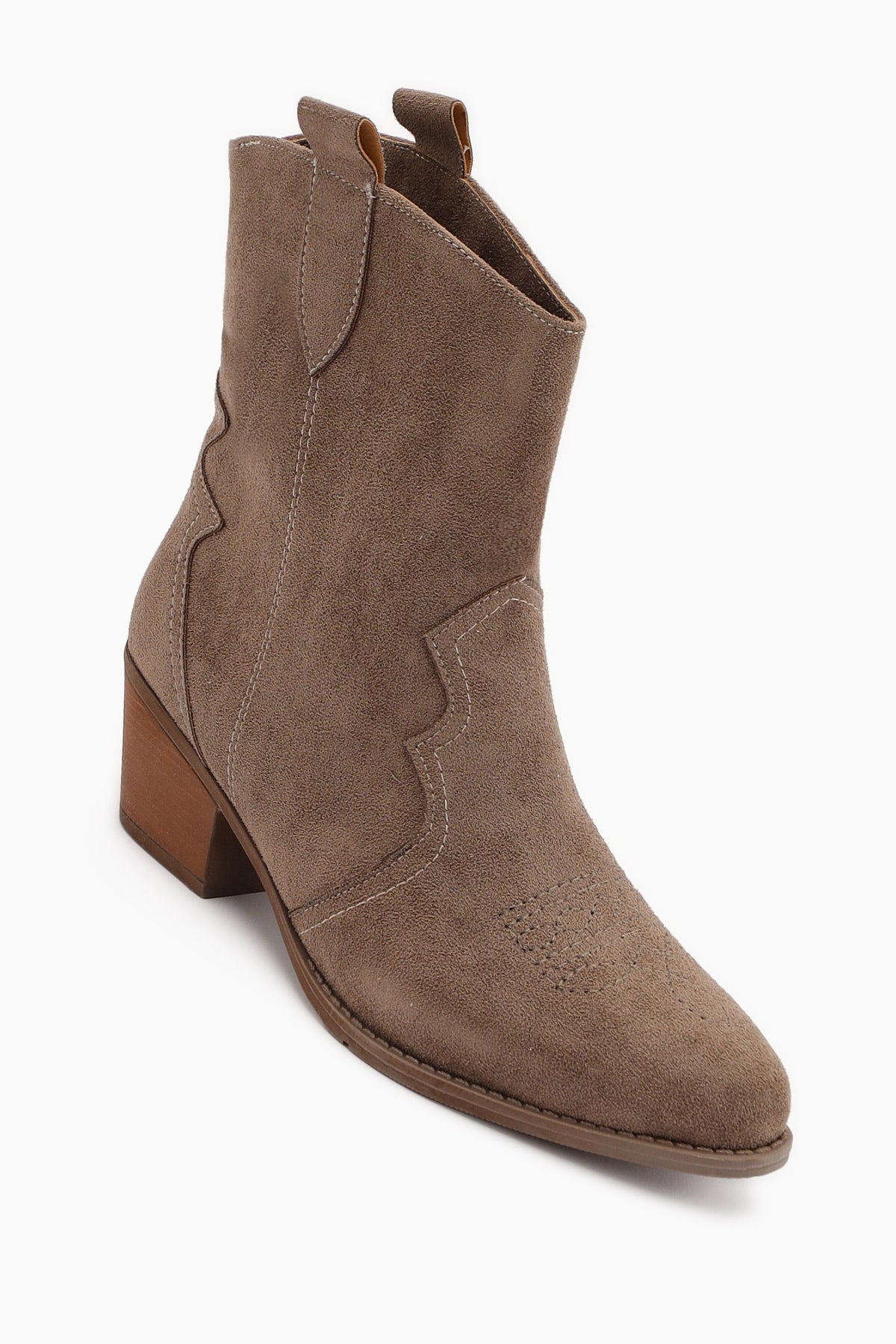 Joo Vizon Süet Sivri Burunlu Nakışlı Western Bot