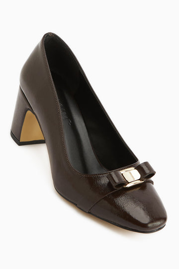 Lois Kahve Tokalı Küt Burunlu Kadın Topuklu Ayakkabı