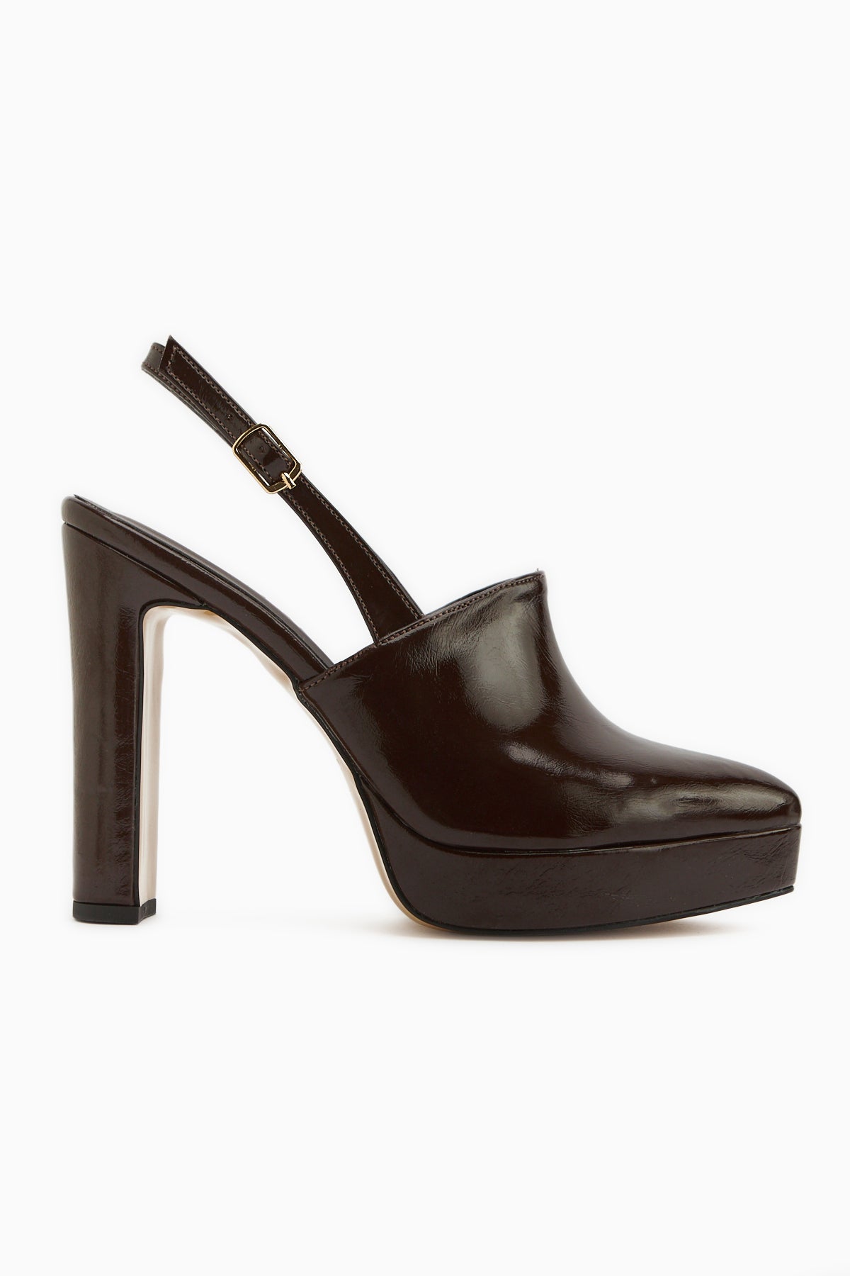 Marlen Kahve Sivri Burunlu Slingback Platform Topuklu Kadın Ayakkabı